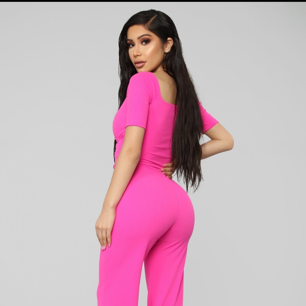 Pink wide leg jumpsuit